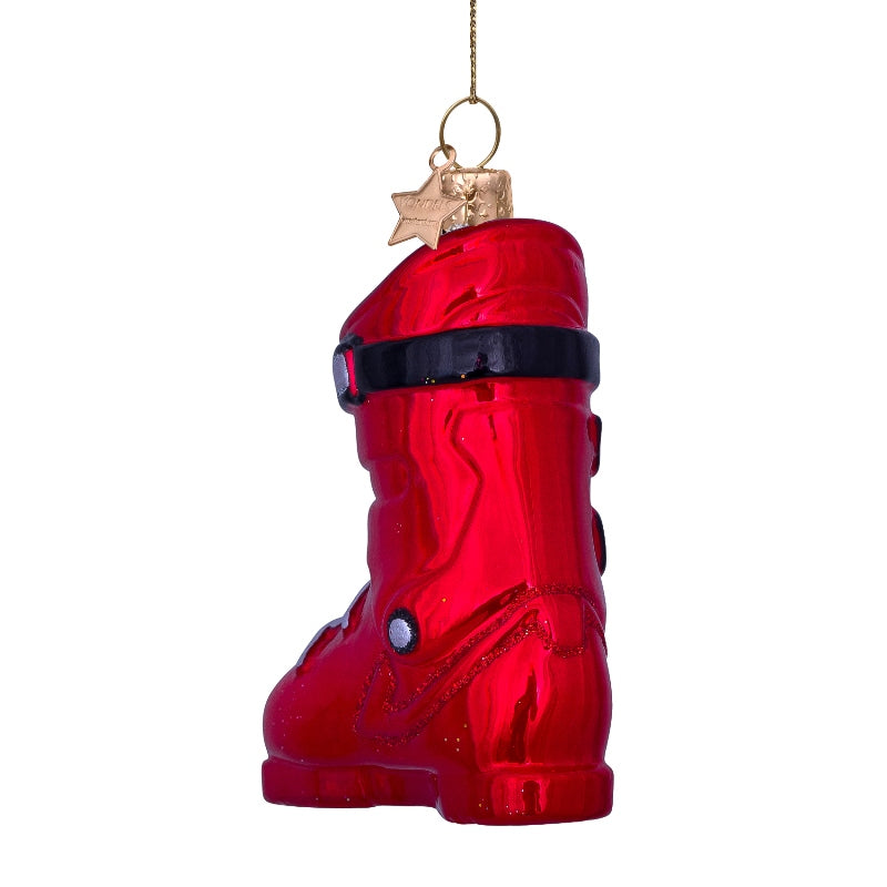 Rød skisko juleophæng - H9,5 cm.